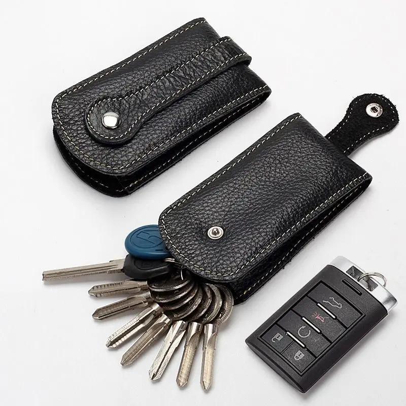 Genuine Leather Keychain Smart Key Holder Car Key Wallet Organizer Car Key Storage Bag Housekeeper Bag Covers Hasp Key Case