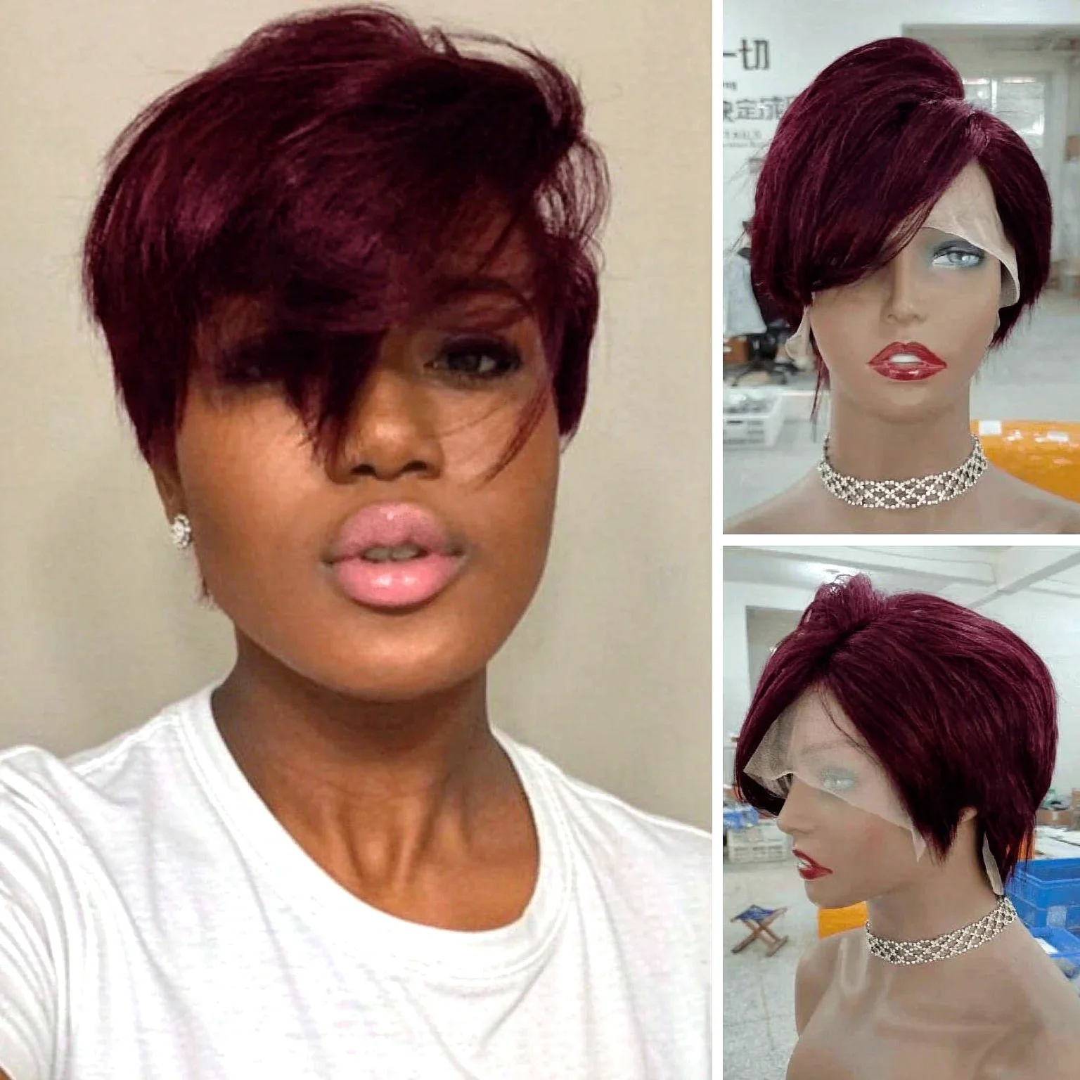 Short 99J Bob Pixie Cut Wig 13x4 HD Transparent Lace Human Hair Free Part Baby Hair Soft Texture Natural Look for Black Women