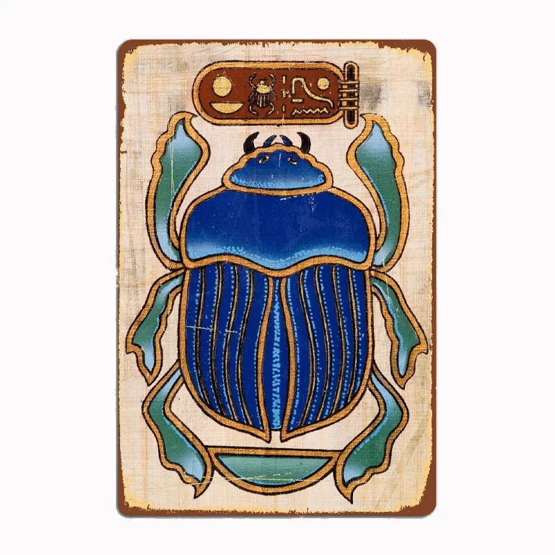 

Ancient Egypt Scarab Khepera Poster Sign Cat Bar Wall Decor Farmhouse Room ation Vintage Home Metal Wall Decor