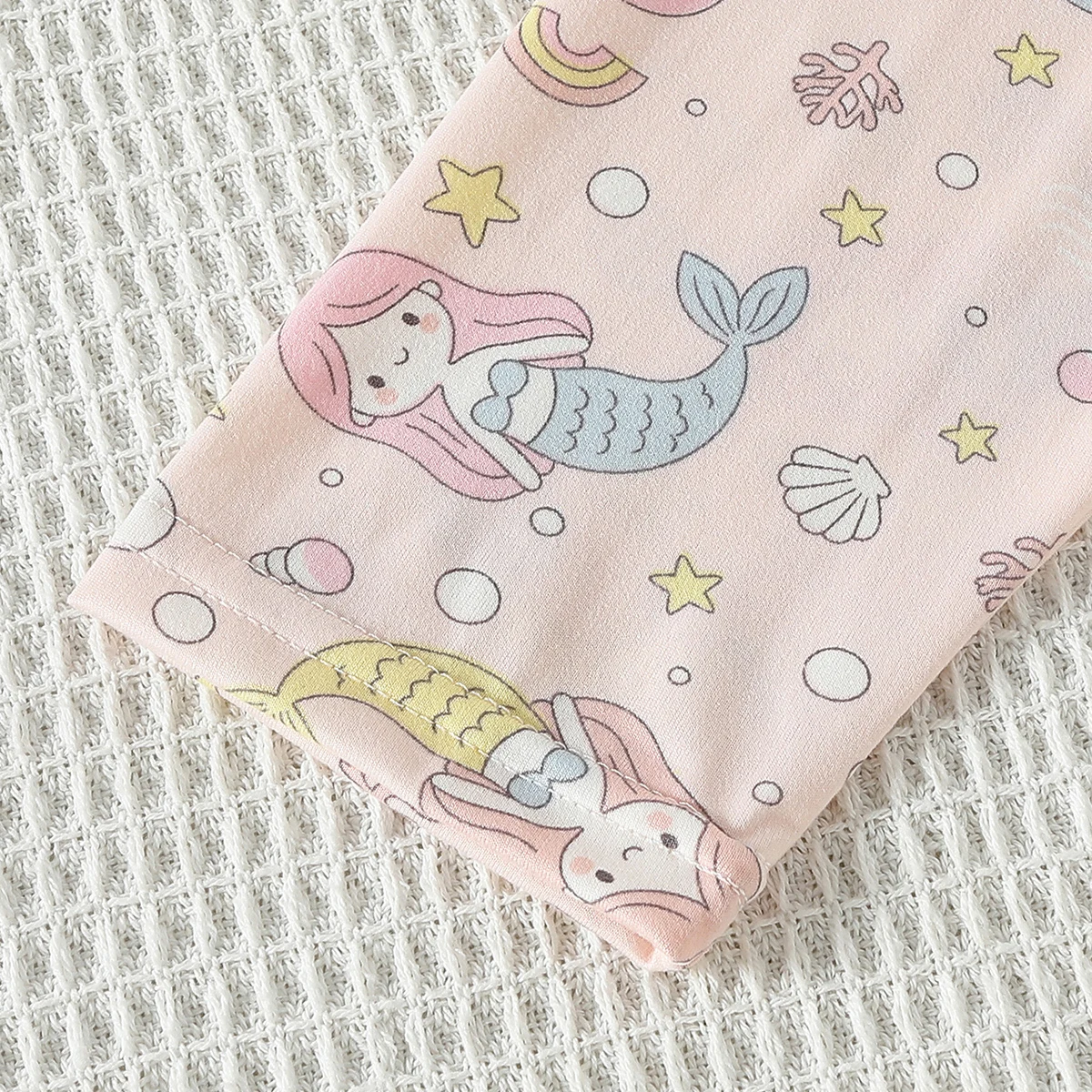 2-teiliges Set aus warmer, mit niedlichen Cartoon-Motiven bedruckter Unterwäsche für Herbst und Winter. Rundhals-Schlafanzug für Jungen und Mädchen. – Detail 16
