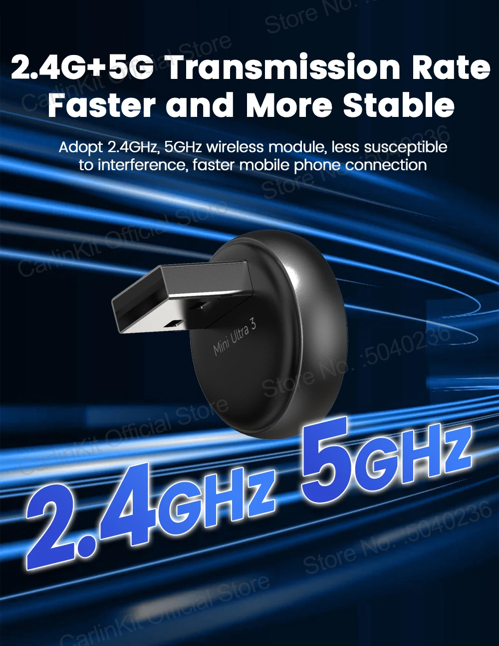 Neuer CarlinKit 5.0 Mini Ultra3 Wireless Android Auto & CarPlay 2-in-1-Wireless-Adapter WIFI Bluetooth Auto Connect Smart Mini Box Plug and Play für Autos – Detail 9