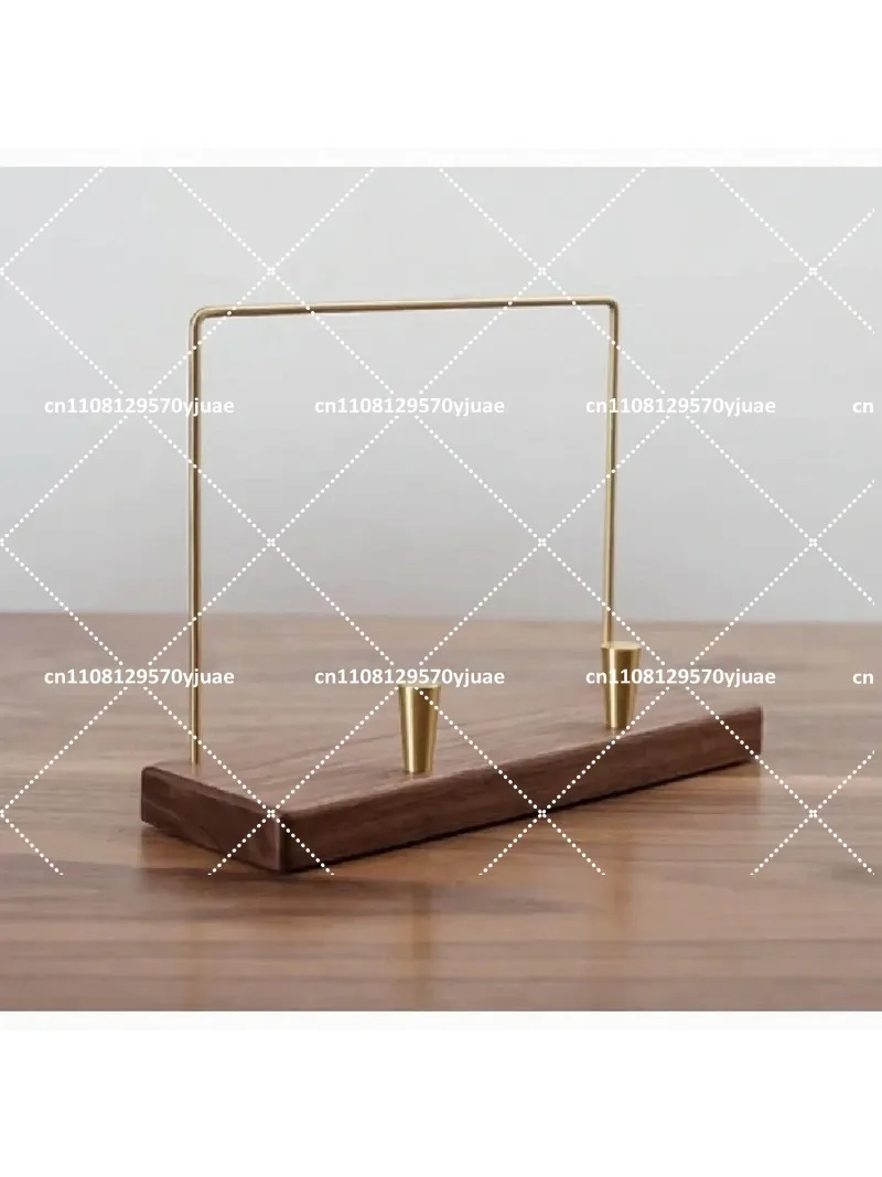 Walnut Wood Vinyl Record Display Stand, Brass Desk LP Storage Holder for Albums