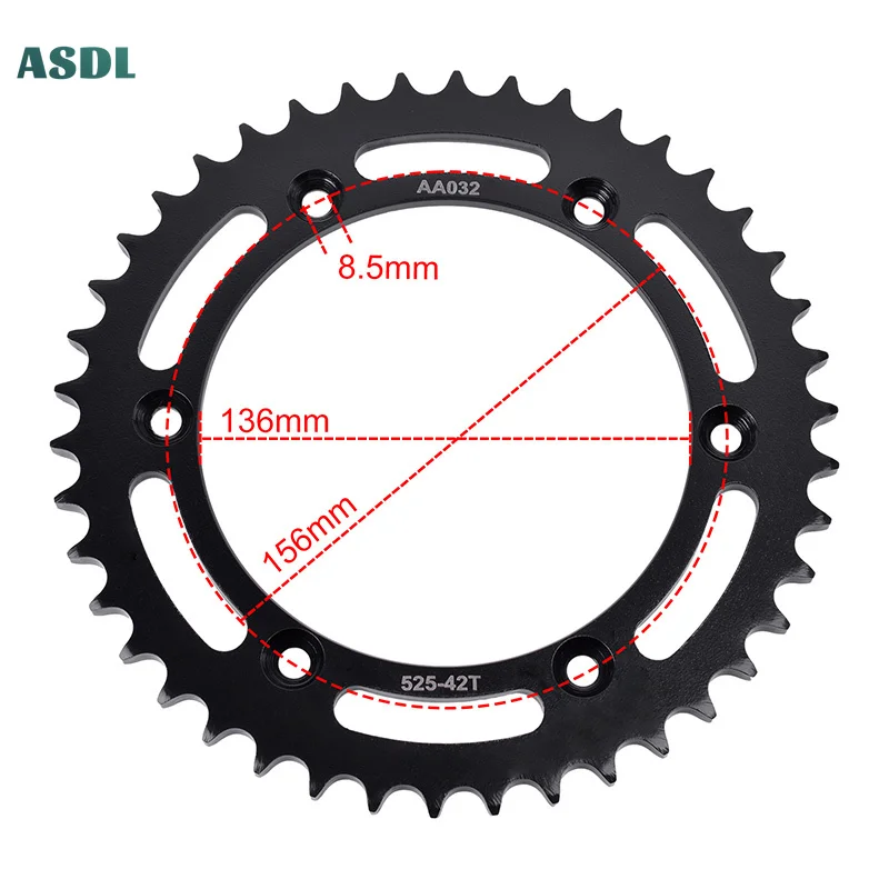 

525 42T Motorcycle Rear Sprocket Chain Wheel for Suzuki Road DR650 DR 650 SE-T V W X Y K1-K9 L0-L9 M0 1996-2020 525-42T 42 Tooth