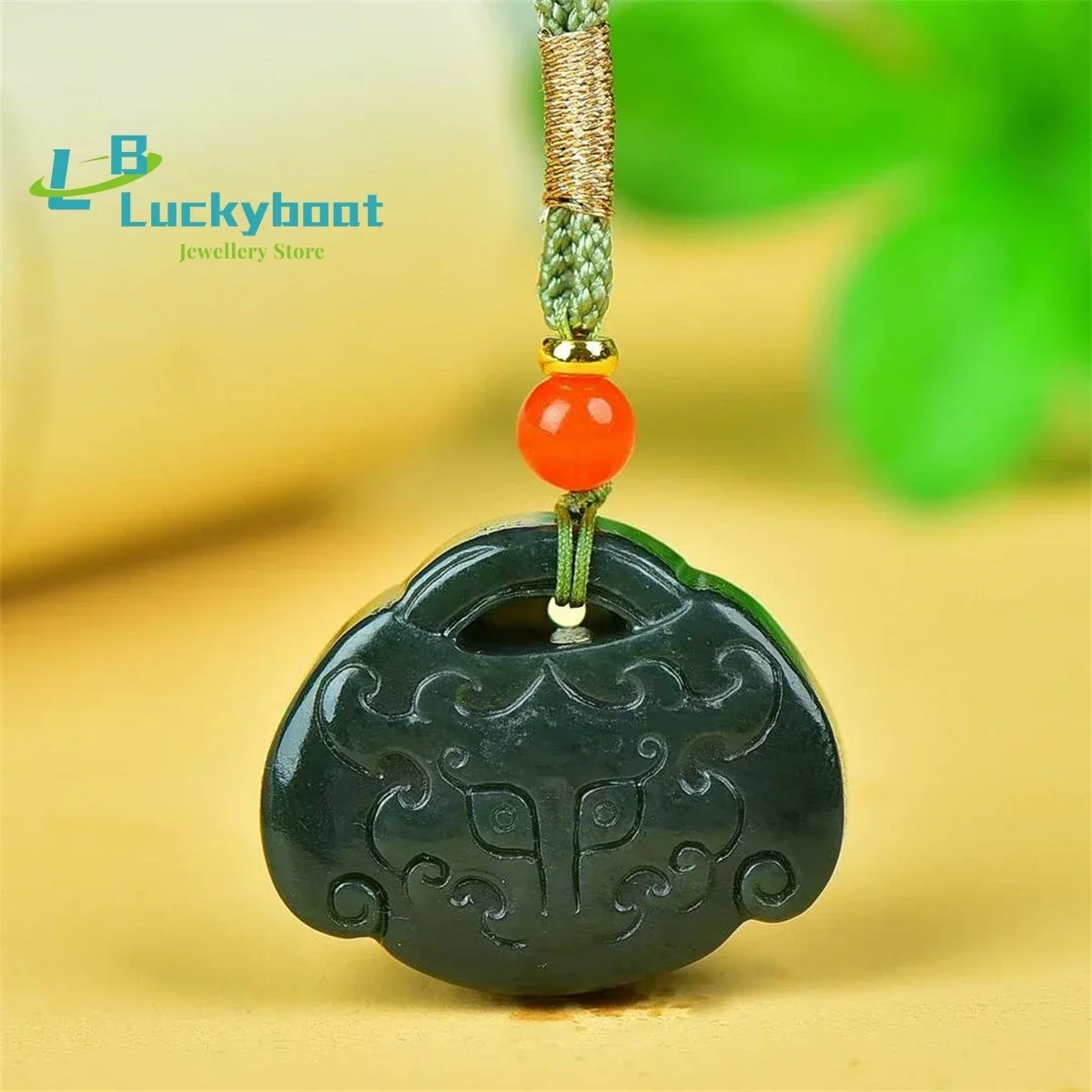 Natural Hetian Qingyu Ruyi Antique Beast Pendant Simple and Generous Personalized Fashion Versatile for Men and Women