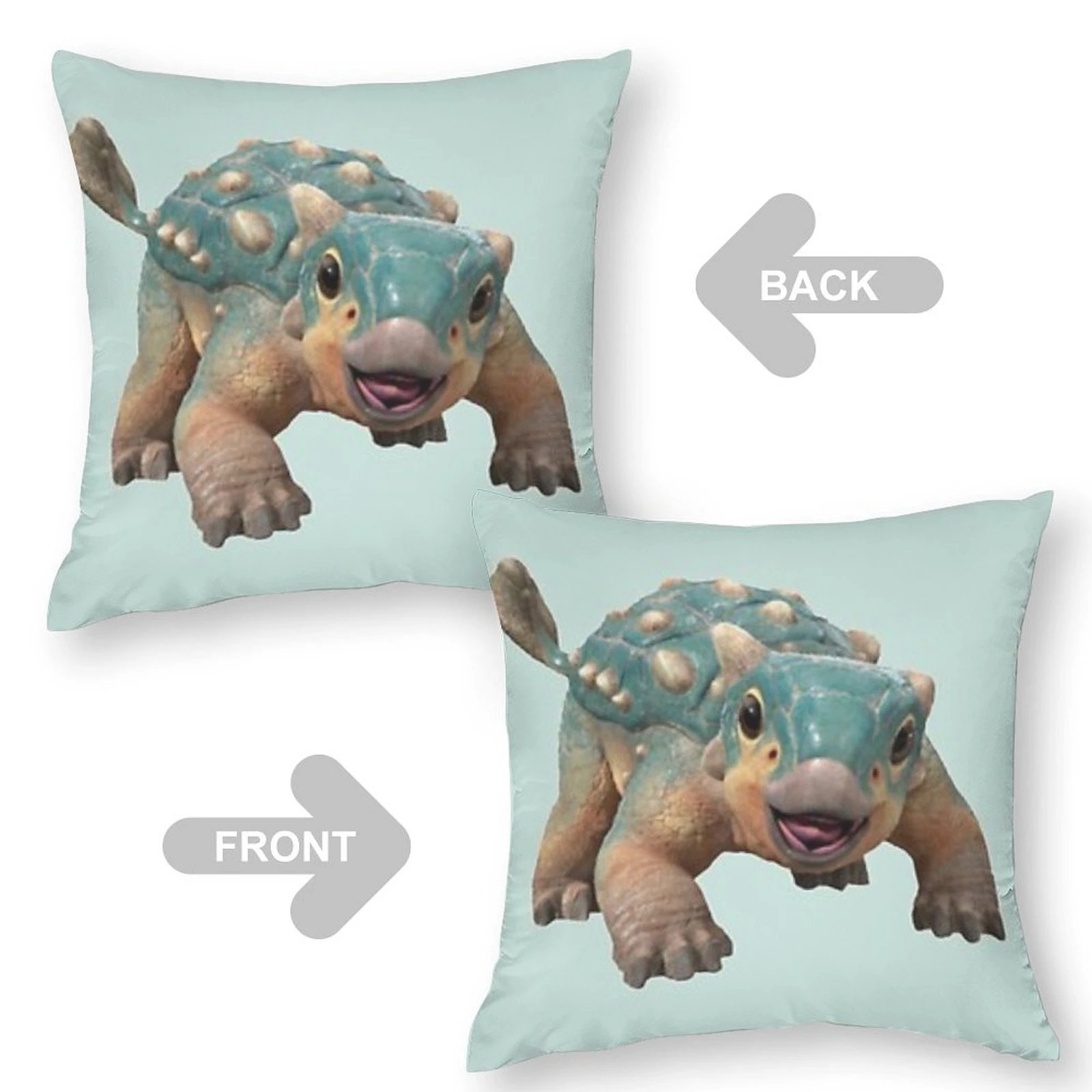 1pc Camp Cretaceous Bumpy Ankylosaurus Pillow Cover, Polyester 2D Double-Sided Print, Cute Dinosaur Character Cushion, Kids & Di