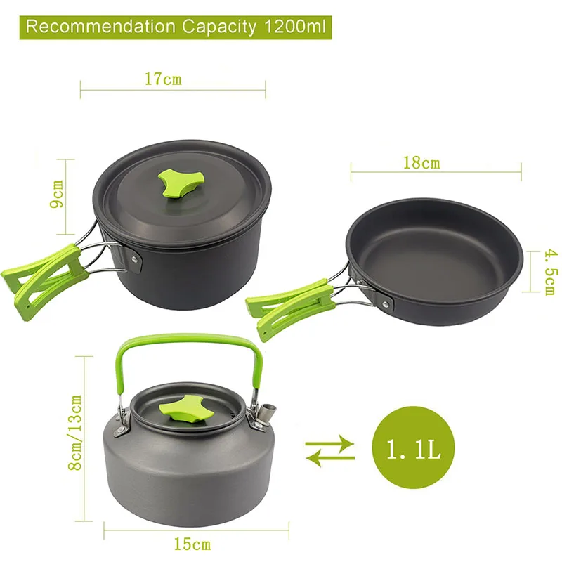 Camping Cookware Mess Kit Ultralight Camping Pot Set Outdoor Cooking Tableware for Hiking Trekking Picnic Fishing Mountaineering