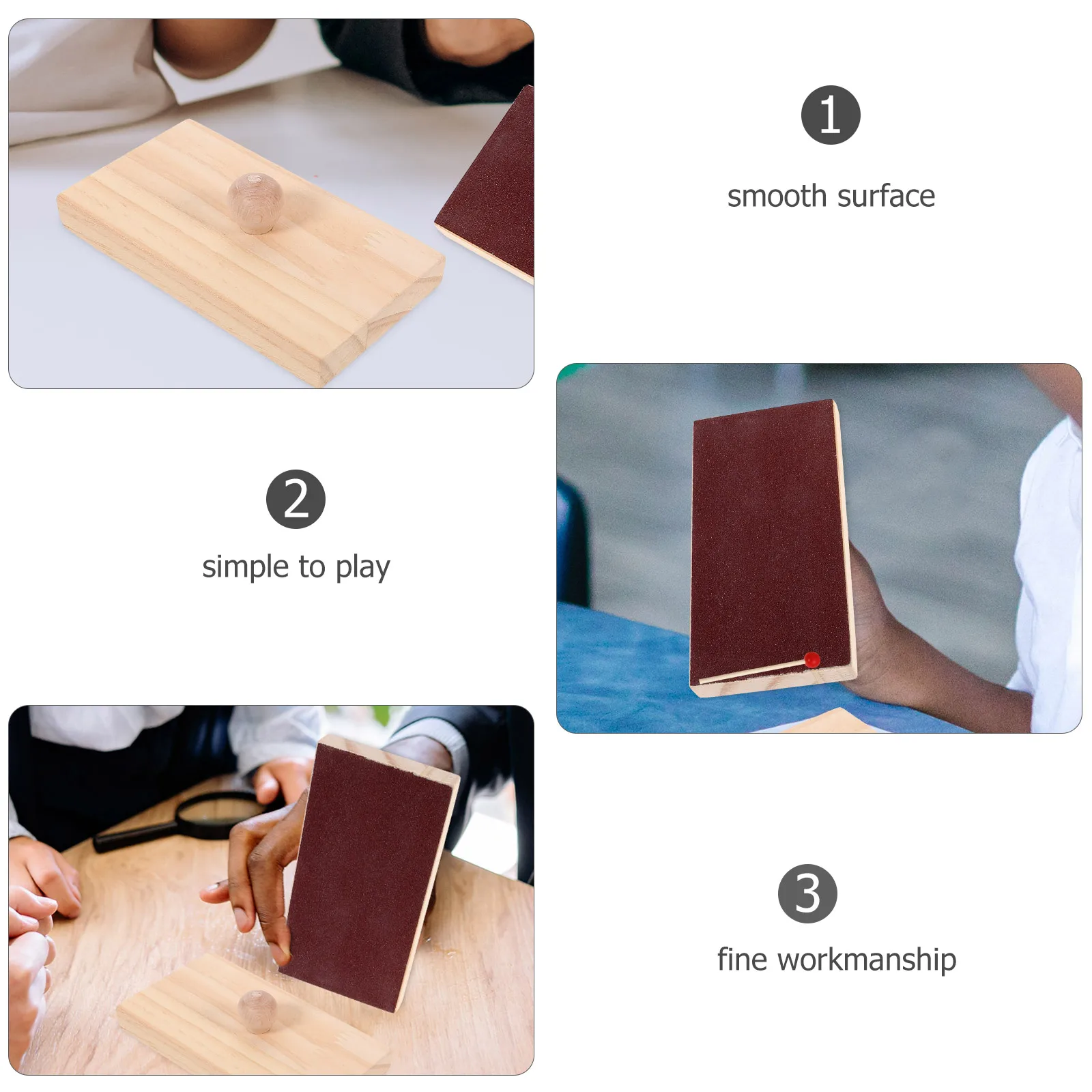 2 szt. Płyta piaskowa Instrument perkusyjny dla dzieci Klocki muzyczne Beżowe drewno Edukacyjna zabawka