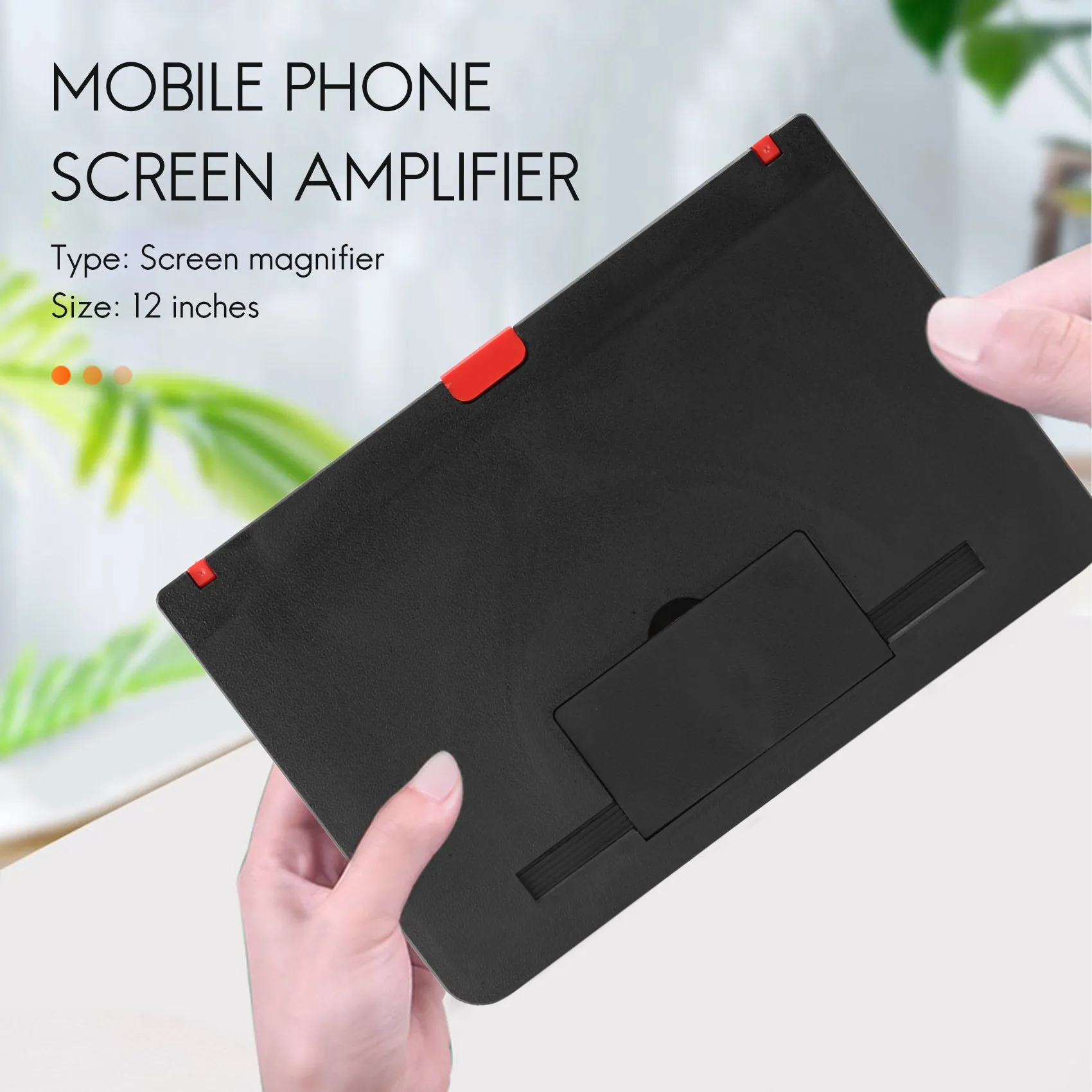 ARY-fMobile Phone Screen Magnifier 12 Inch 3D HD Video Amplifier Stand Bracket with Movie Game Black Folding Desk