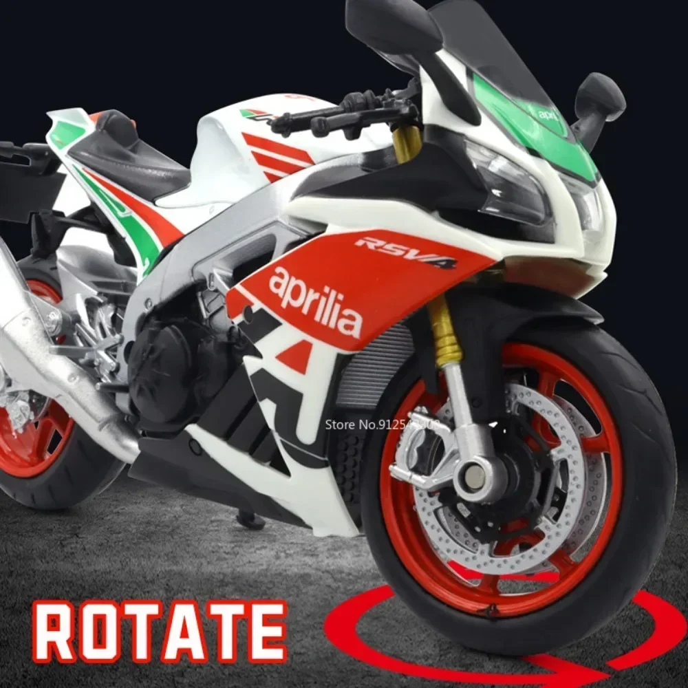 Schaal 1:12 Aprilia RSV4 RR1000 Motorfiets Model Speelgoed Legering Diecast Schokabsorptie Gratis Wielen Motor Modellen Jongens Gift Kerst