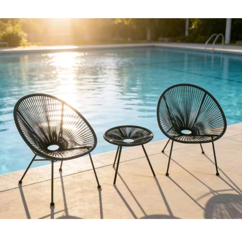 * Custom Outdoor Indoor Furniture Garden Living Room Lightweight Furniture PE Rattan Chair and Table Sets