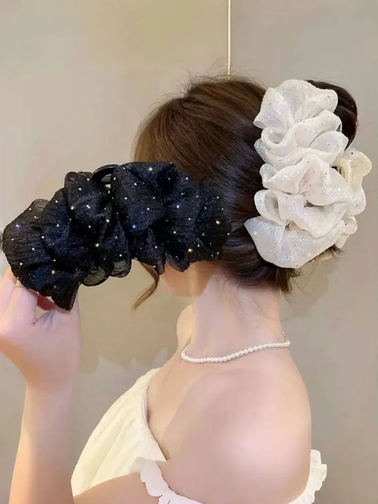 Oversized Double-Sided Diamond Bubble Clip Temperamental Mesh Hair Accessory For Women