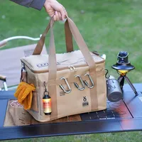 Camping Storage Bag, Foldable Tote Bag with Cutlery Compartment, Beach Road Trip Tactical Gear, Family Outdoor Tote Bag.