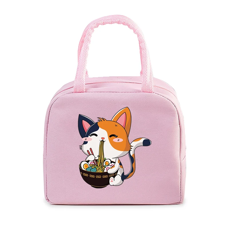 Borse per il pranzo portatili stampate con gatti Ramen Donna Uomo Borsa per il pranzo con isolamento termico Borsa per il pranzo Bento per bambini