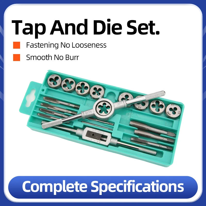 

Tap And Die Set 12/20pcs Metric Threading Tool Set Engineer Kit Plugs Metric M3-M12 Metalworking Screw Thread Holder For Taps