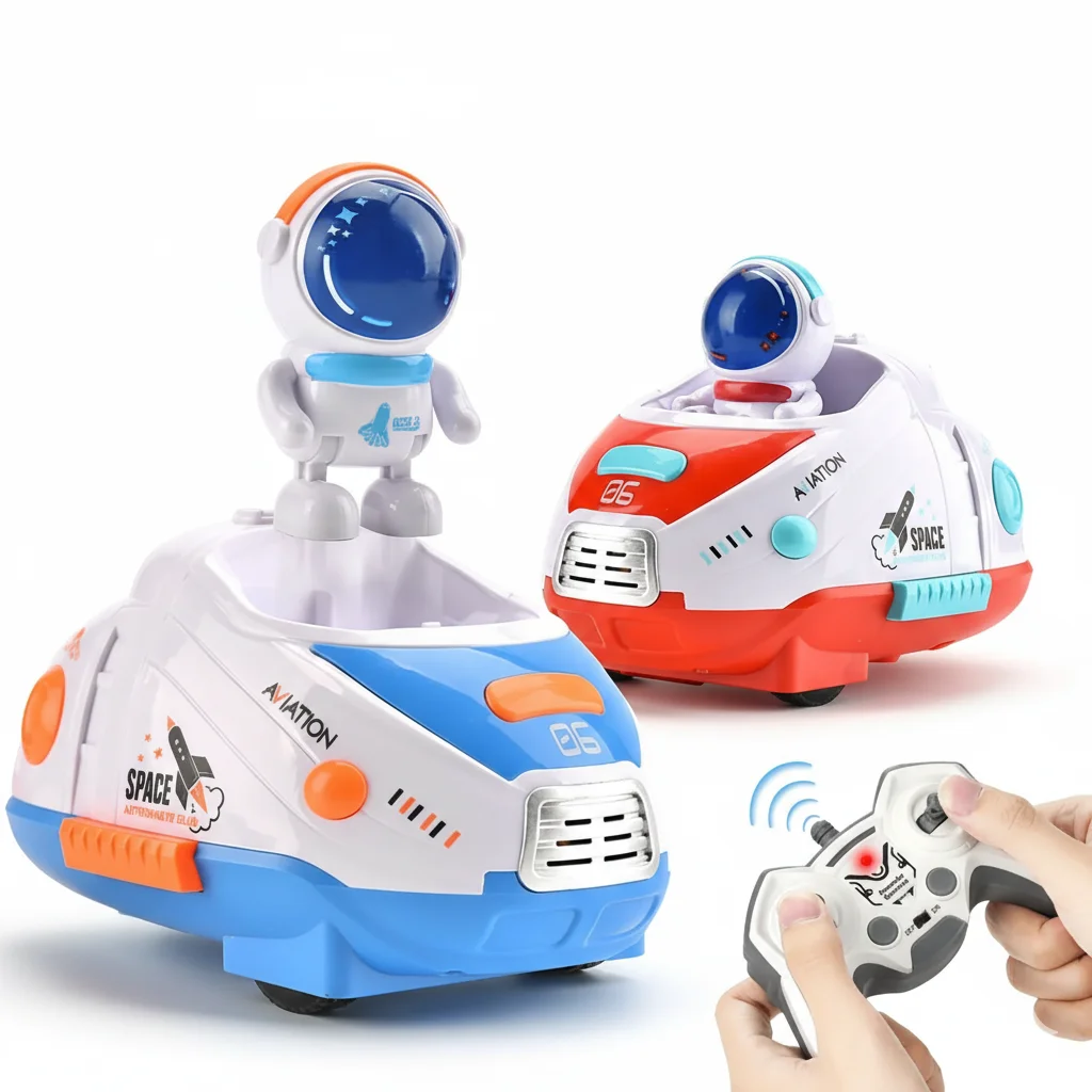 

RC Bumper Car Battle Set (Red & Blue), Collision Eject Feature, Multiplayer Space Toy with Sound/LED, Fun Party Game for Boys 3+