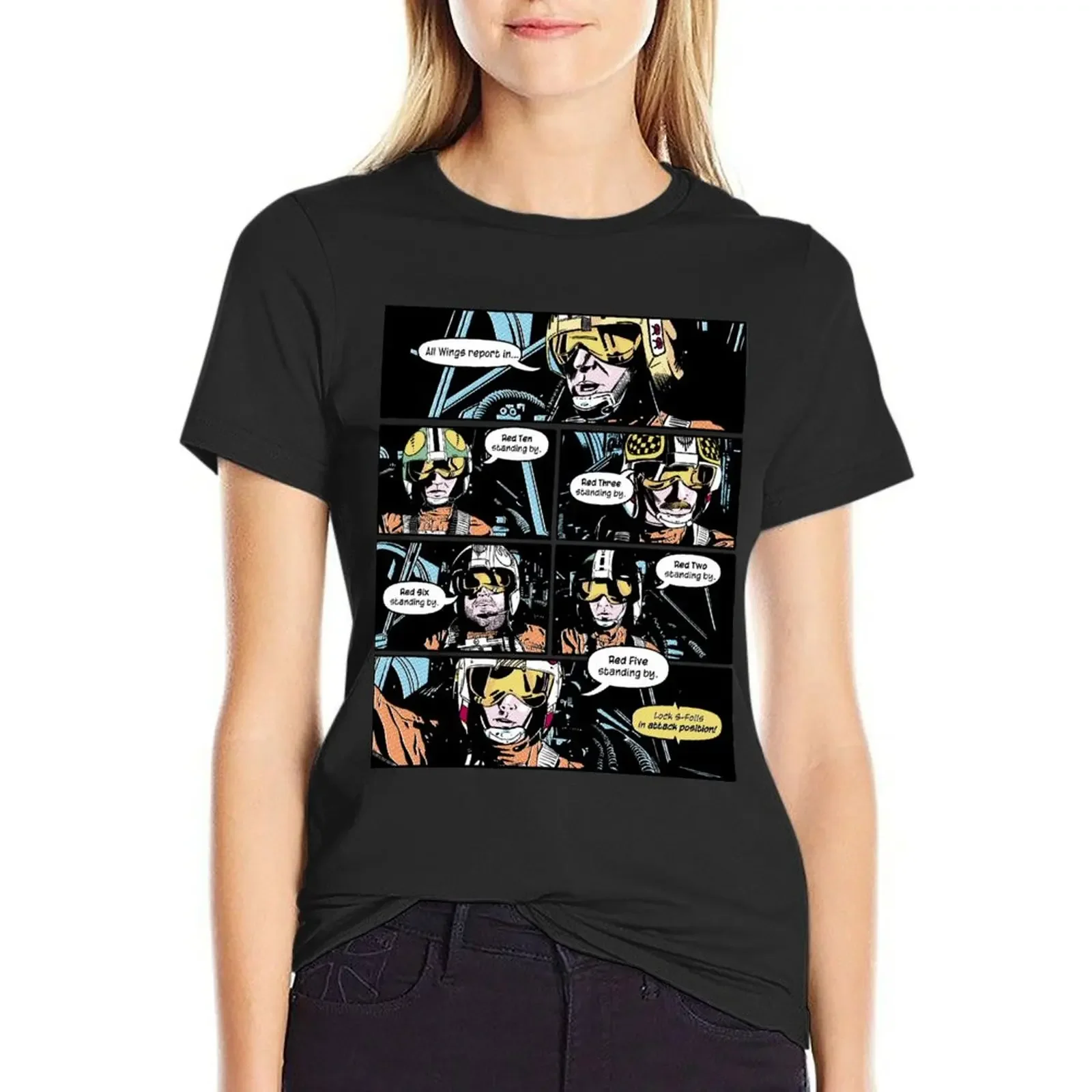 

Red Five Standing By T-Shirt shirts graphic tees Aesthetic clothing anime new edition t shirts for Women