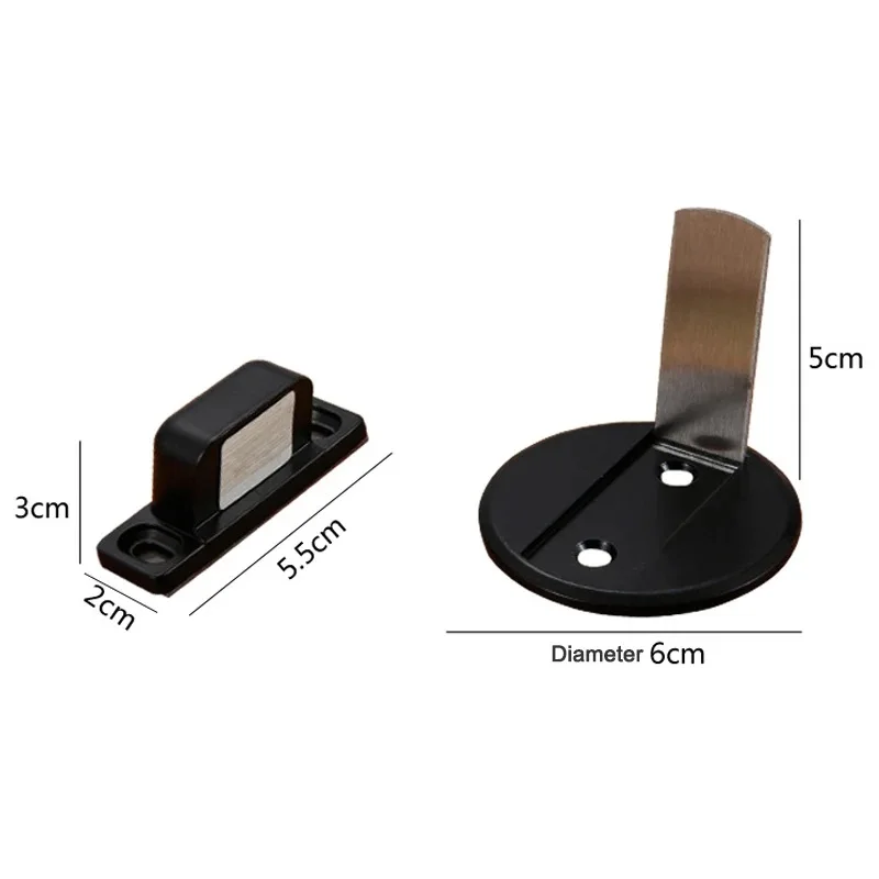 AOBT Black Magnetic Security Protection Door Stopper FREE Punching Sticker Hidden Lock For Door Draft Holders Floor Door Stops
