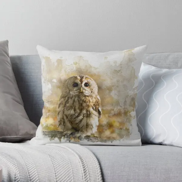 

Tawny Owl Watercolour Photograph Printing Throw Pillow Cover Square Fashion Office Home Bed Pillows not include One Side