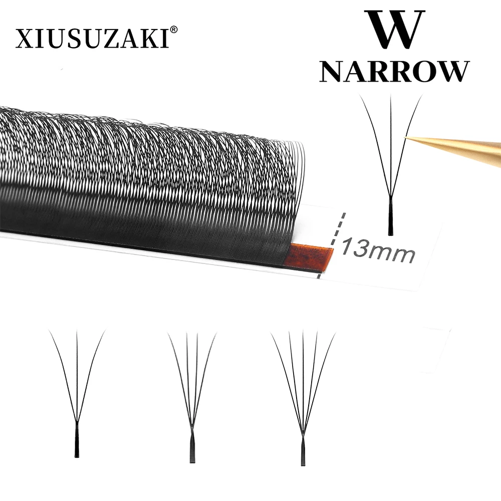 XIUSUZAKI Narrow 3D 4D 5D W Eyelashes Extensions Premade Volume Fans W Shaped Eyelashes Faux Mink False Lashes Extensions