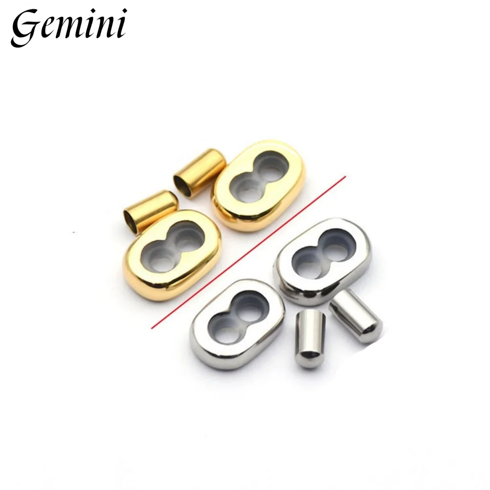 10 sets Stainless Steel Double Hole Adjustment Beads End Caps Non-slip Silicone Ring Stopper Spacer Beads for Bracelets Jewelry