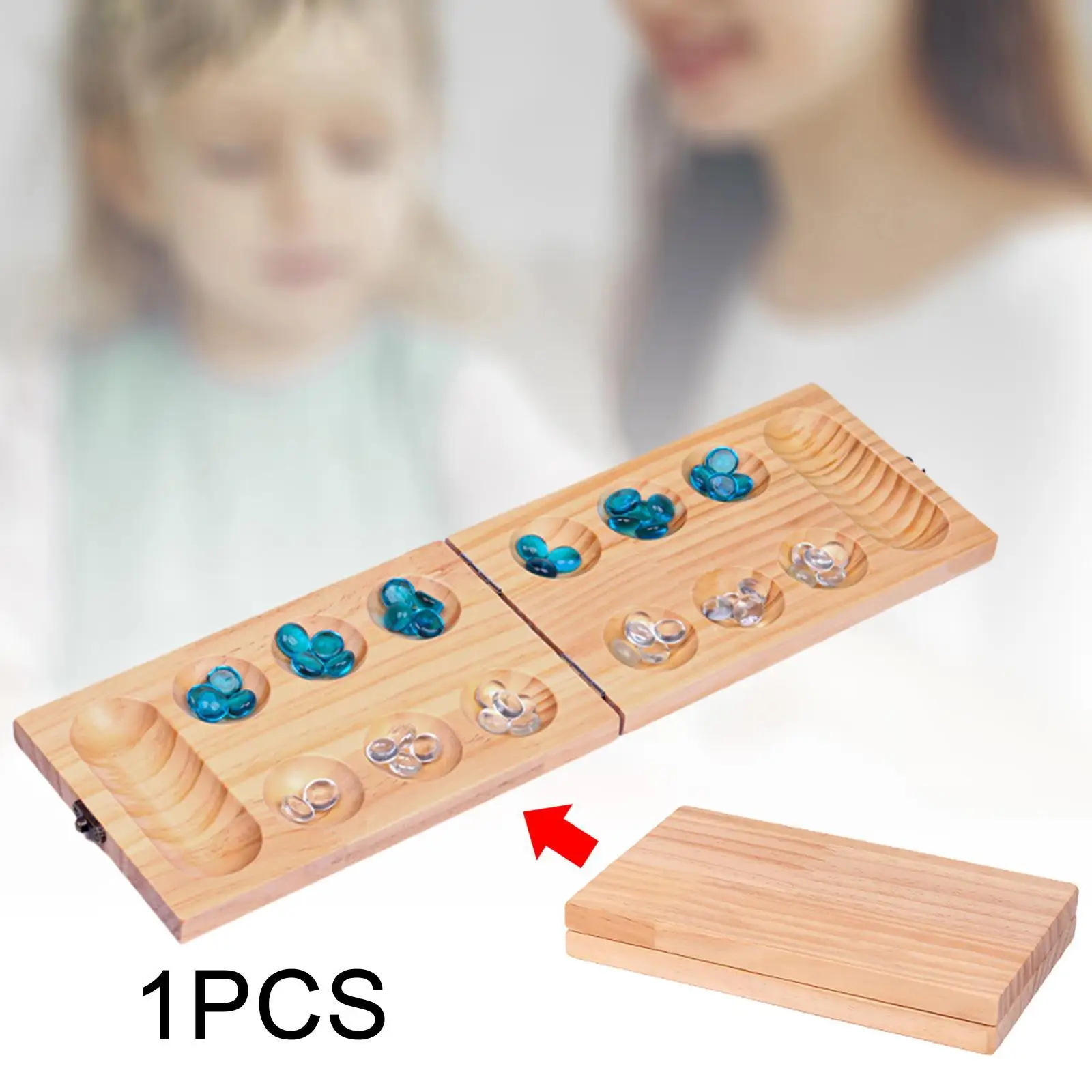 Wooden Family Games,Mancala Board Game Portable Adult Kids Party Game Foldable