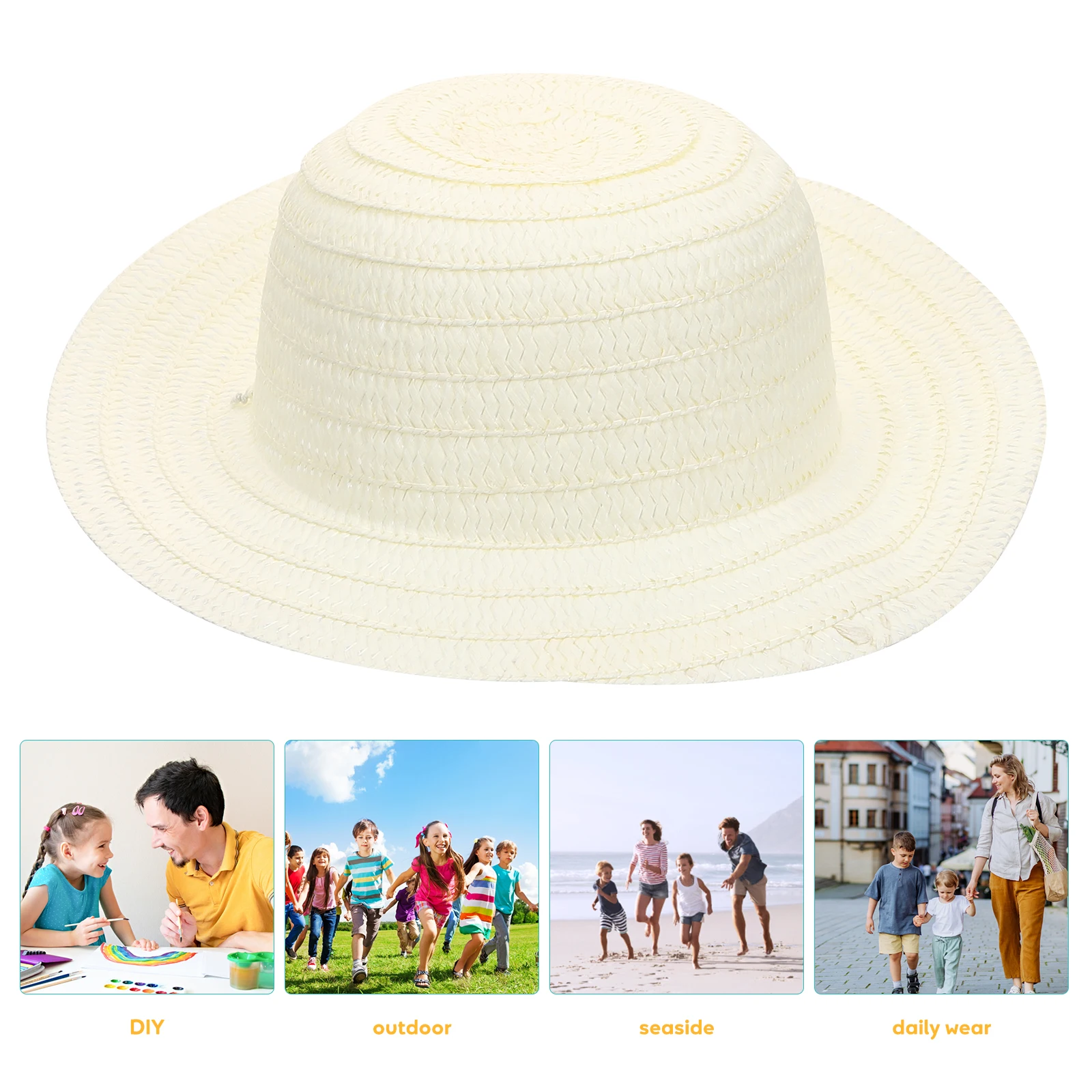 

1 set Paint Your Own Straw Hat Set Kids Craft Kit Party Favor School Activity Art Project With BrushesFor Girls Ages 8-12
