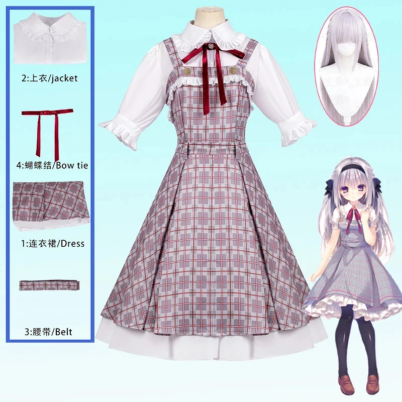 

Anime Manakashi Cosplay Costume Women Cute Dress Suit Halloween Carnival Uniform Wig Set Party Outfit for WOman ,[6jh