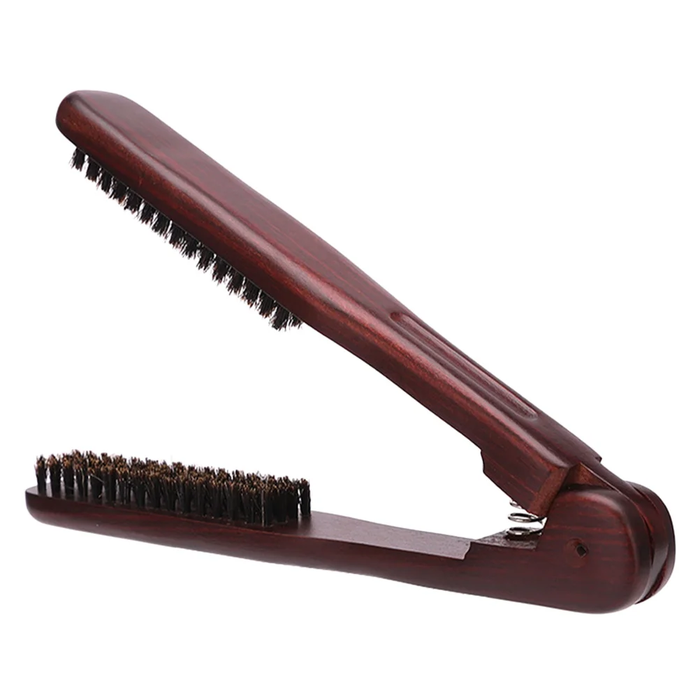 مشط تمليس الشعر بشعيرات مضادة للكهرباء الساكنة، مقبض خشبي، فرشاة محمولة مزدوجة الجوانب لتصفيف الشعر الناعم الخالي من التجعد