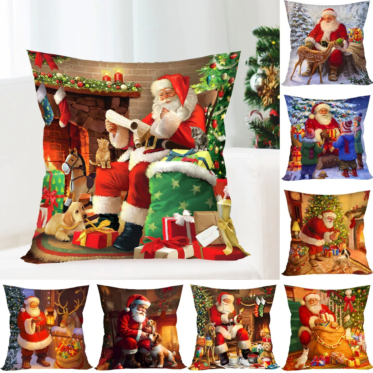 Weihnachts-Weihnachtsmann-Kissenbezug, dekorativer Kissenbezug, Weihnachtsdekoration für Zuhause, 2025, Navidad, Natal-Geschenke, Neujahr 2026