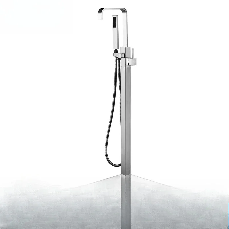 All-copper high-quality chrome-plated freestanding bathtub faucet Floor-to-ceiling bathtub faucet