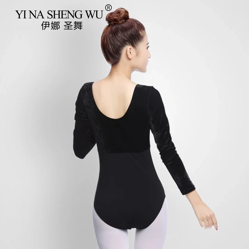 Body da danza classica per donna Body in velluto a maniche lunghe per ragazza Danza per adulti Abiti da balletto Body per pratica di ginnastica