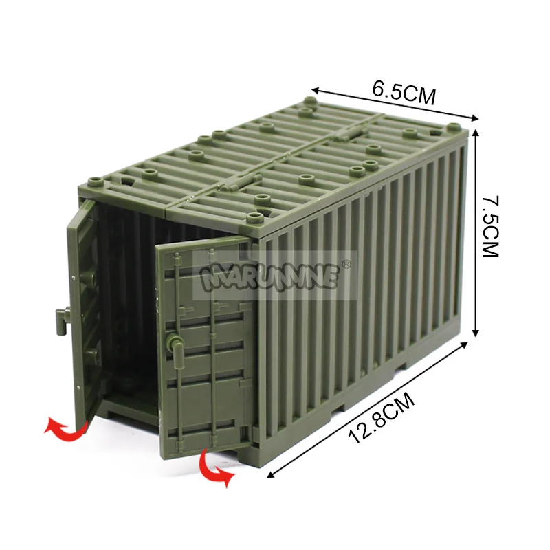 Marumine MOC Military Container Weapon Boxes Bricks Accessories Army Scene WW2 Build Block Parts Shipping Transport Case SWAT