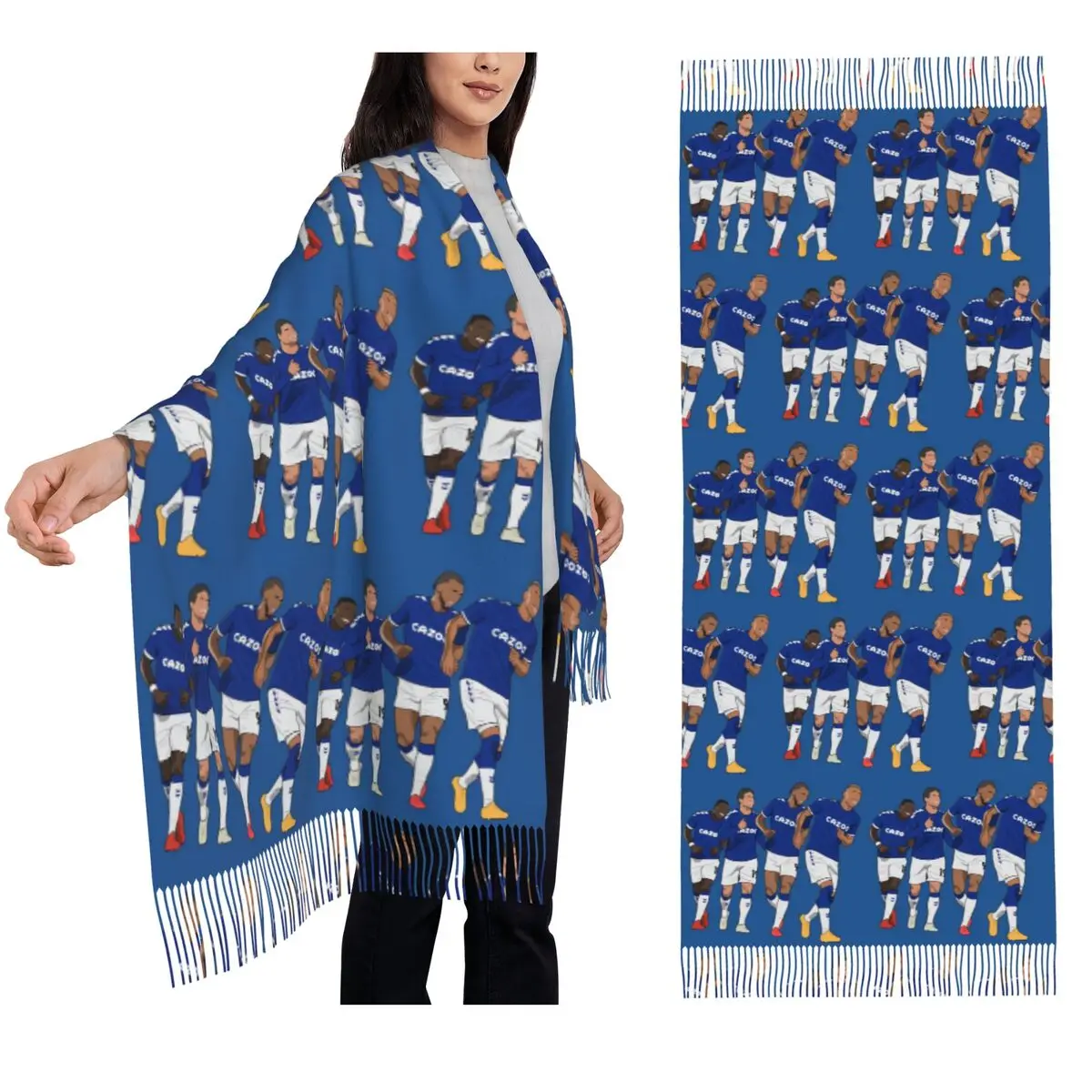

Everton Goal Celebration Richarlison Calvert Lewin Rodriguez Nkounkou Шарф с кисточками Шарфы Шали и накидки Длинная осенняя шаль