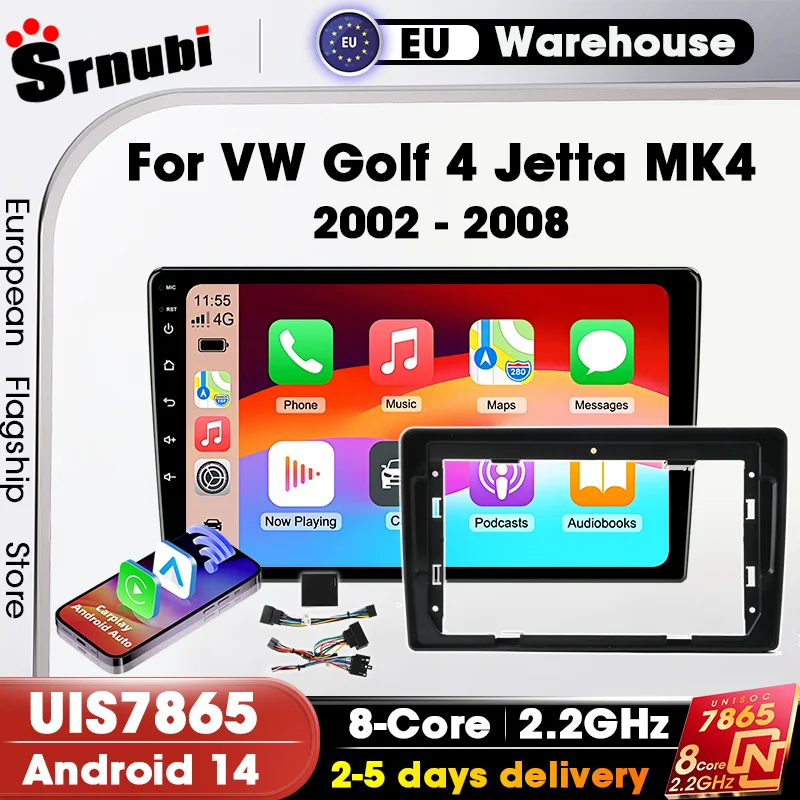 Autoradio 9'' CarPlay Android Auto pour VW Golf 4 Jetta MK4 2002-2008, Navigation GPS, Système Multimédia Automobile Intelligent