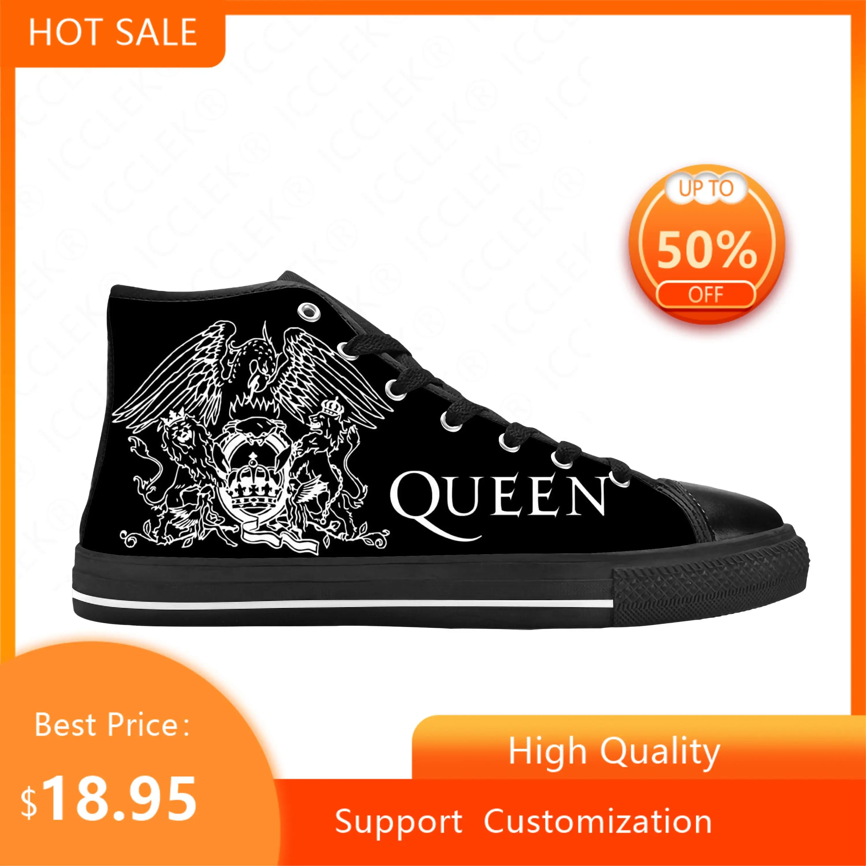 Freddy Mercury Rock Band Music Singer Queen Cool Casual Cloth Shoes High Top confortevole traspirante stampa 3D uomo donna Sneakers