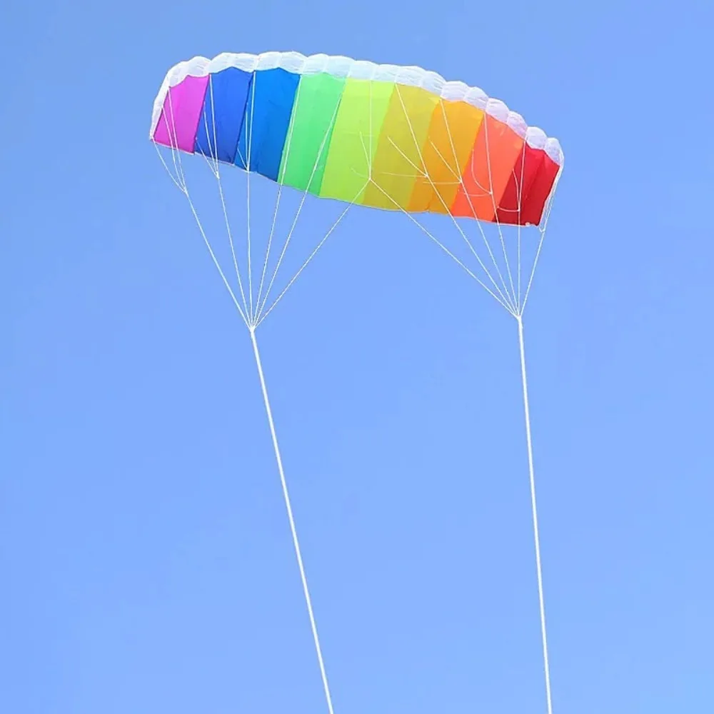 Einfach zu fliegender Regenbogen-Regenschirm-Drachen, doppelte Leistung, 30 Meter Linie, Parafoil-Drachen, gut fliegender Dual-Line-Soft-Drachen, Outdoor-Strand