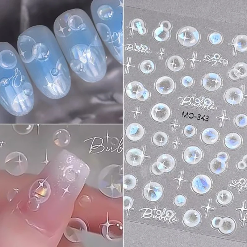 Auto-adesivo Transparente Bubble Nail Art Adesivos, Decalques de Bolha de Água, Manicure Slider, DIY Nail Decoration, Salon Gift, 3D