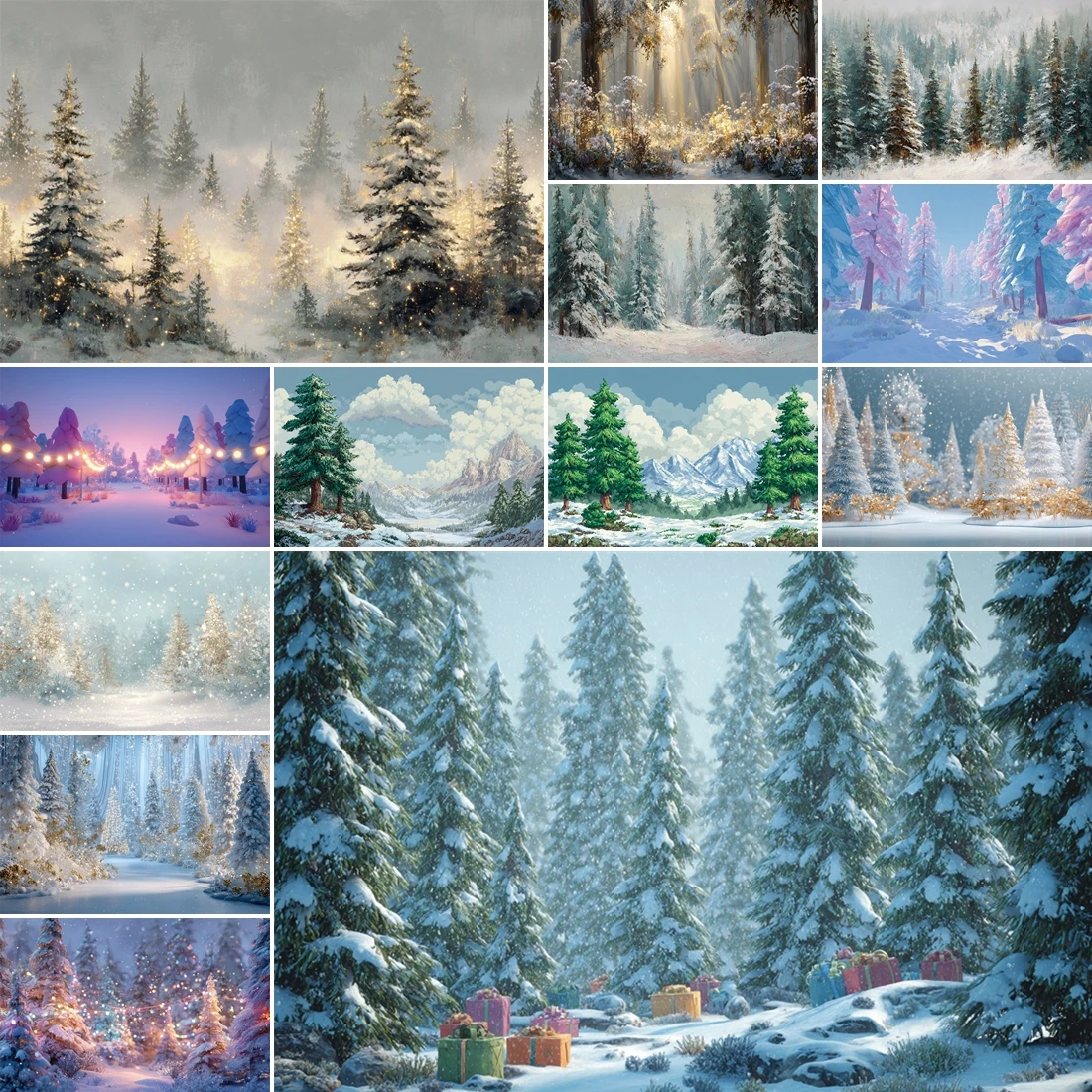 

MOON.QG Dreamy Forest Photo Background Glitter Light Christmas Night Backdrop Kids Photography Props Photozone Accessories Wall