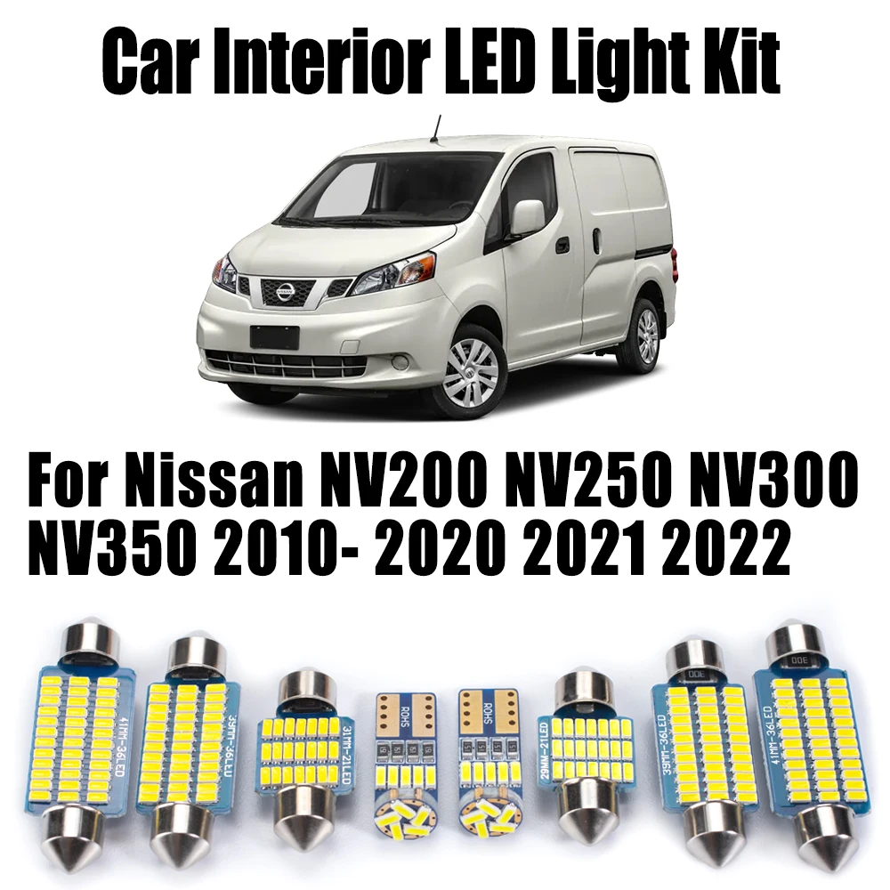 

Автомобильный светодиодный внутренний купольный светильник Canbus для чтения карт, комплект для Nissan NV200 NV250 NV300 NV350 2010-2020 2021 2022, лампа номерного знака