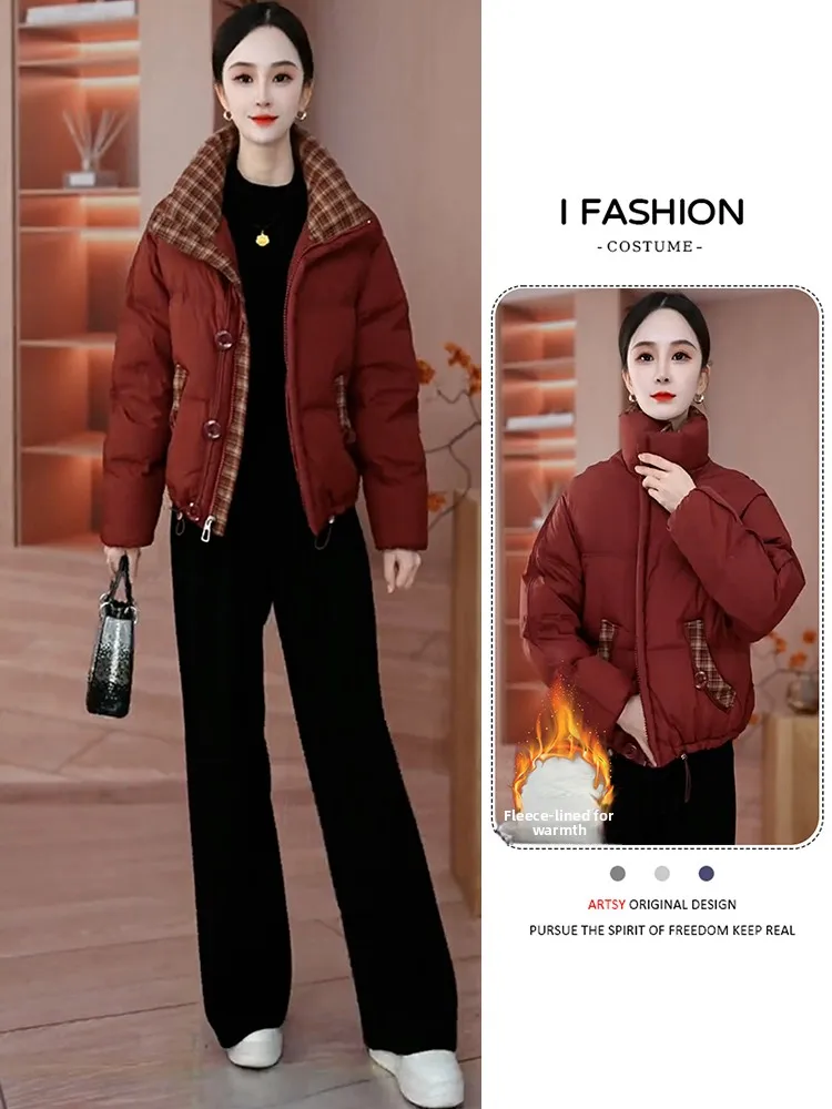 겨울 신상 캐주얼 여성 다운 코튼 재킷 스탠드 칼라 보온 강화 코튼 엄마 옷 한국 스타일 루즈핏