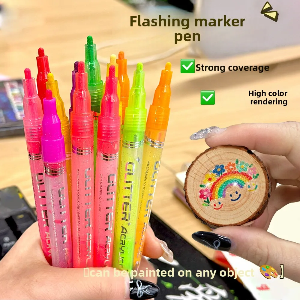 

New Product Flash Acrylic Markers with Fiber Tips for Handicraft Drawing Painting Art Sketching Large Capacity