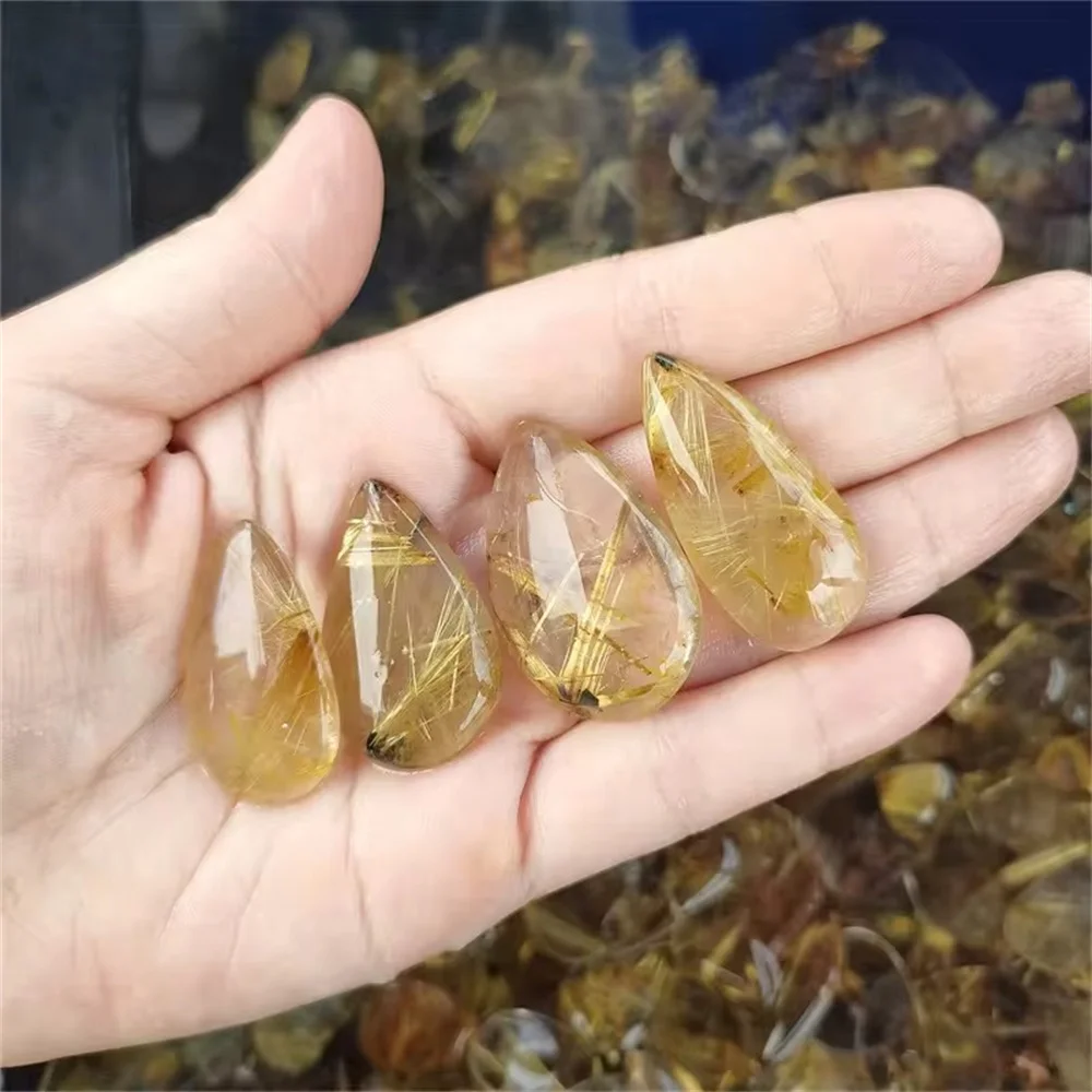 Natural gold hair crystal pendant Gold Rutilated Quartz Crystal Pendant