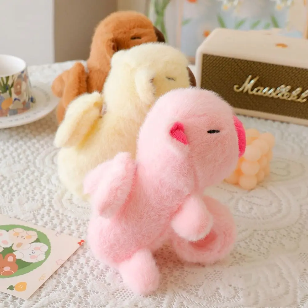 Capybara Rodent Slap Bracelet Series With Wings Wings Trembling Plush Doll Slap Bracelet Pull Rope สีชมพู