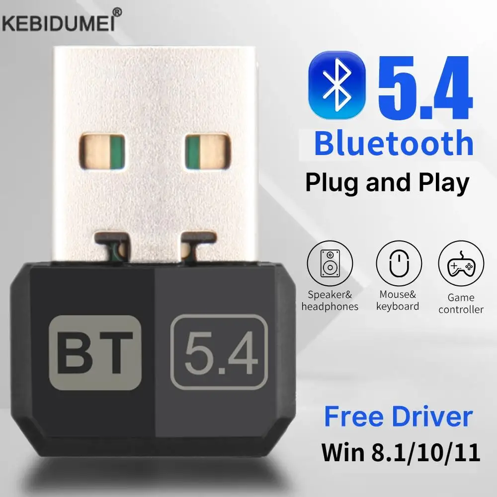 USB Bluetooth 5.4 Adapter Wireless Bluetooth 5.3 Dongle Adapter for PC Laptop Wireless Speaker Audio Receiver USB Transmitter