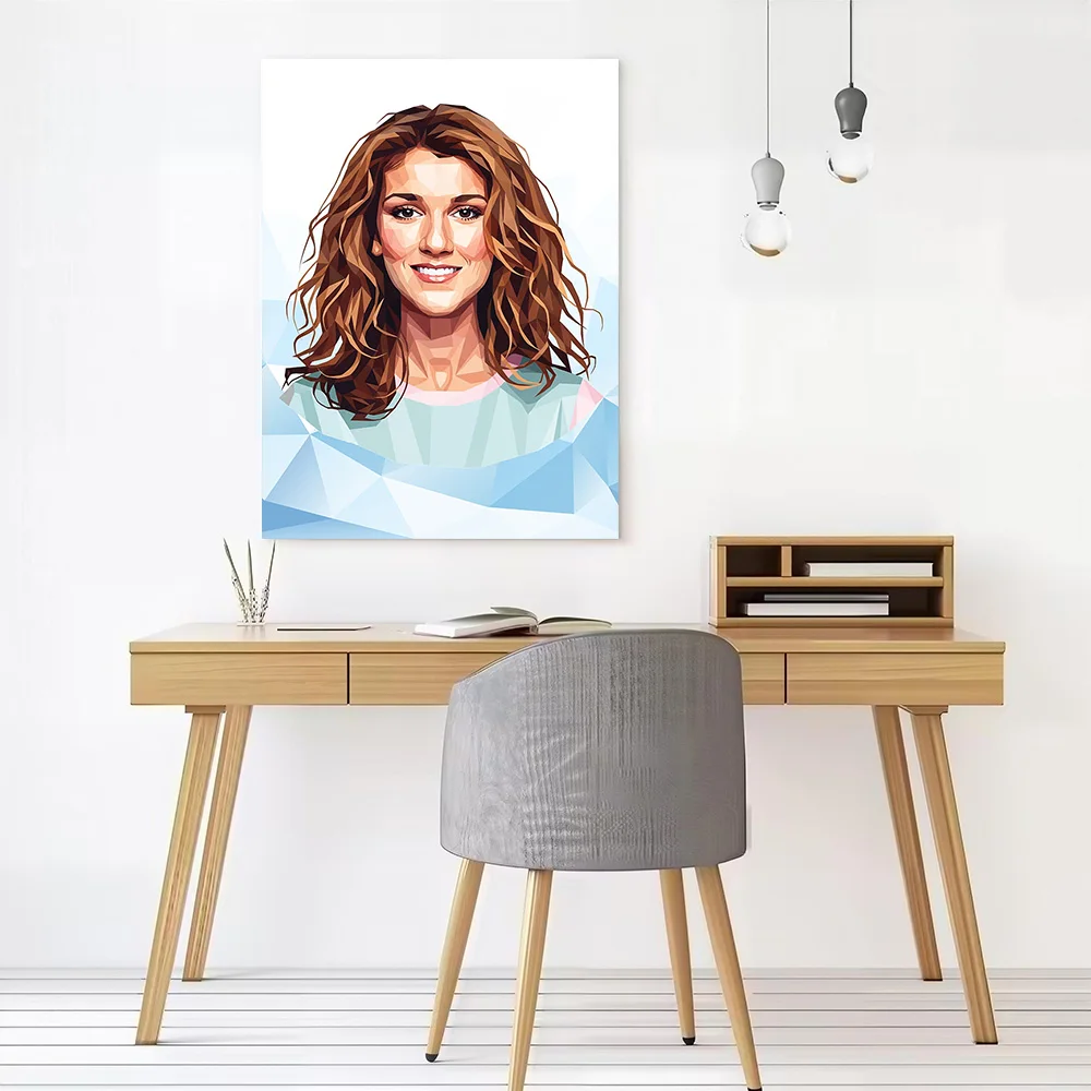 Celine Dion Polygonal Portrait Canvas Print Perfect Gift for Fans Lovers Personalized Wall Art Poster for Decorative Picture