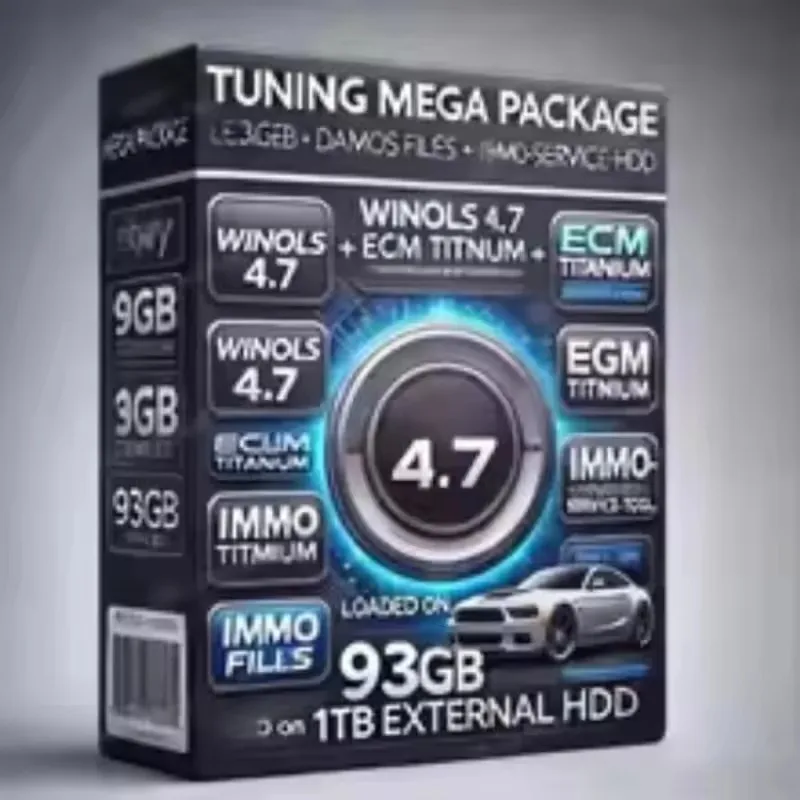 New ECU Programming Tool Winols 4.7 Software+ 93GB Damos Files +ECM TITANIUM 26100+ Immo Service Tool V1.2 for auto car software