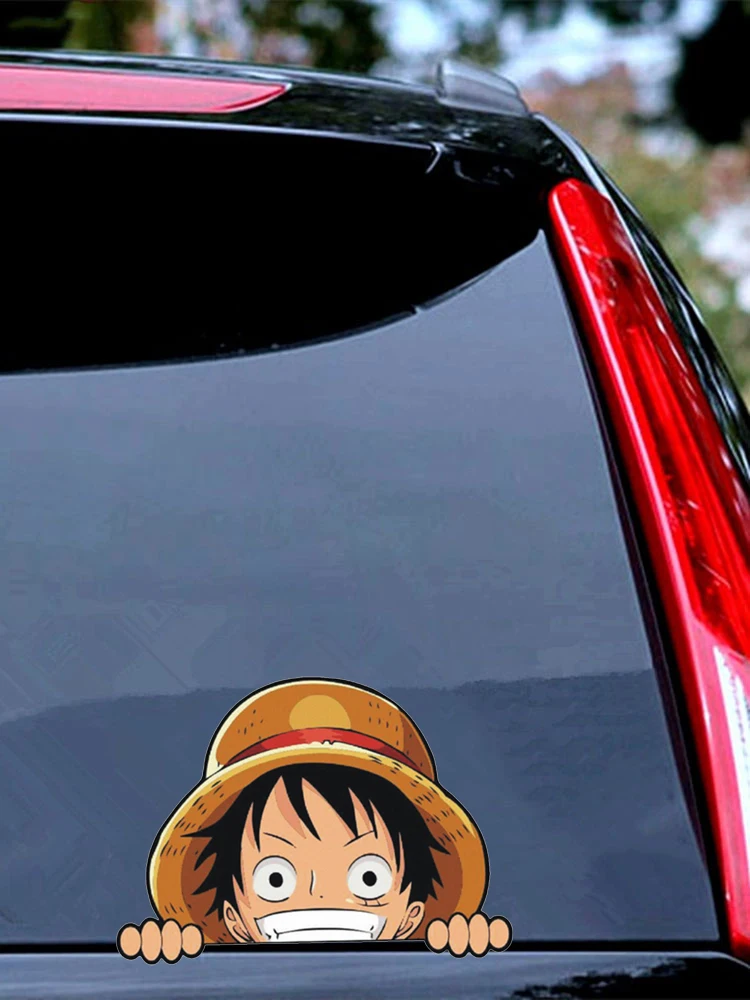 TT Car Stickers Cute Peeking Luffy Chopper Cartoon Creative Waterproof and Sunscreen Applique PVC Car Accessories Decorative