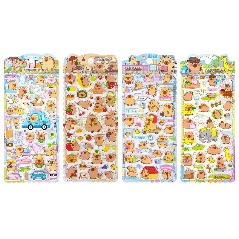 4 pcs/lot Capybara Work Happy Life 3D Puffy Sticker Scrapbooking  Journaling Cute Stationery Diary Sticker Decor Supplies