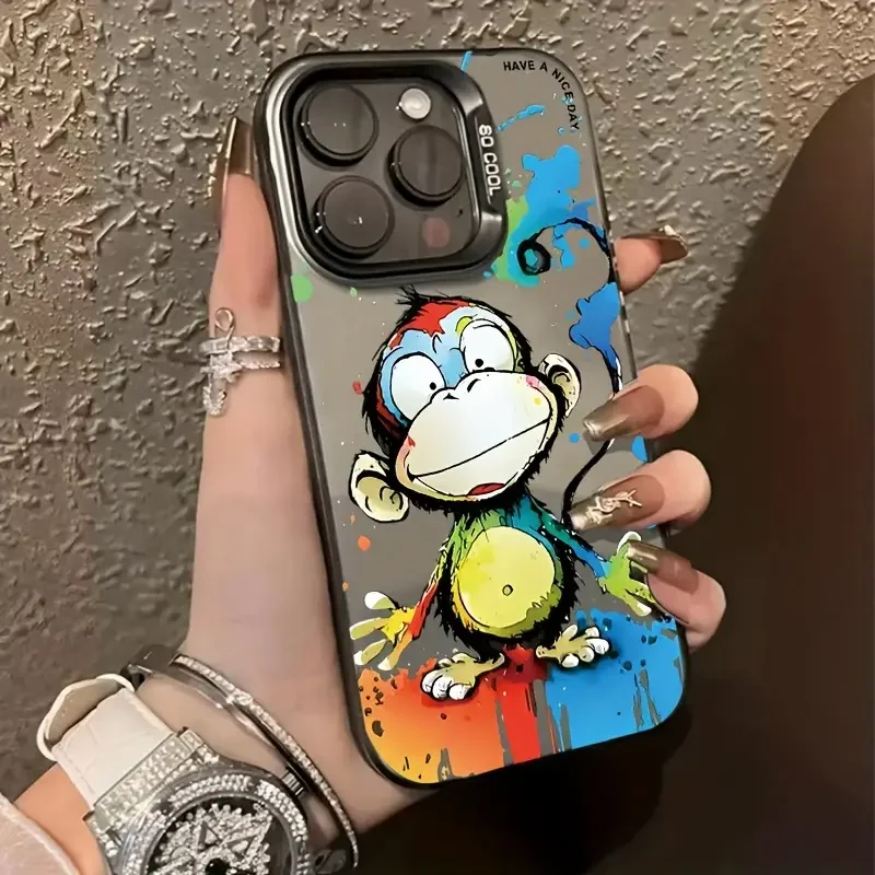 High quality fashionable cute monkey doodle IMD phone case for iPhone 11 13 14 15 Pro Max 12 Mini 78 Plus XS XR SE