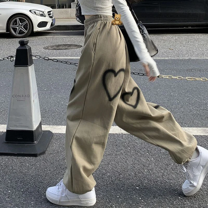 

Korean White Oversize Pants Women 2023 Spring Casual Loose High Waist Hallen Pants Woman Streetwear Hip Hop Straight Trousers